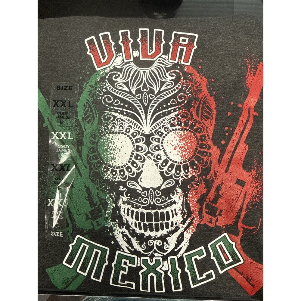 NWT Cody James Viva Mexico Skull and Guns -‎ Soft Stretch Western Rodeo XXXL 3X